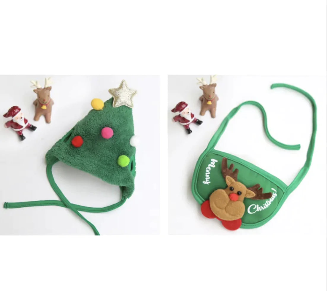 Pet Christmas Hat and Bib Set