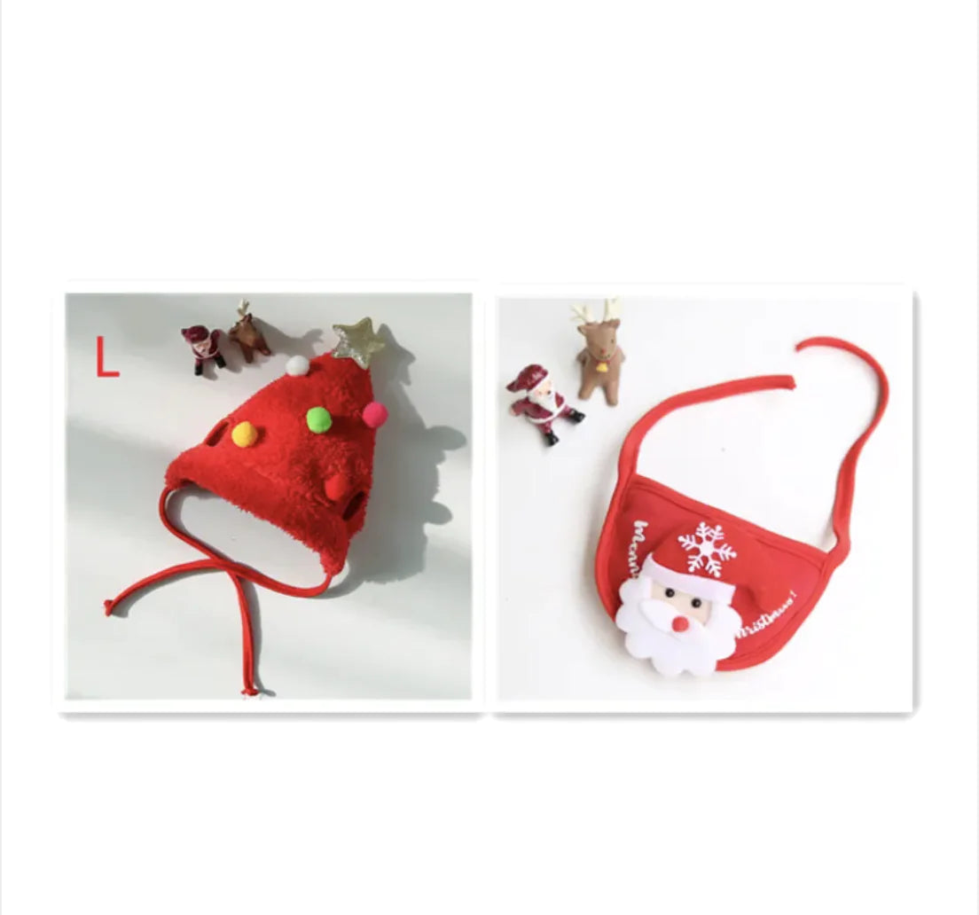 Pet Christmas Hat and Bib Set
