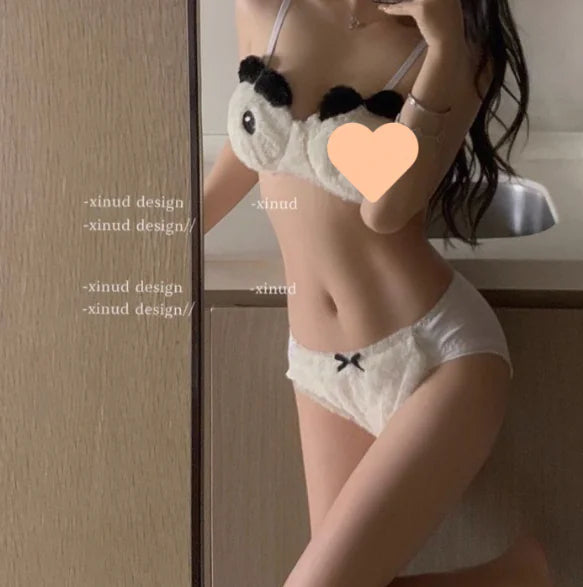 Plush Embroidered Bra Set