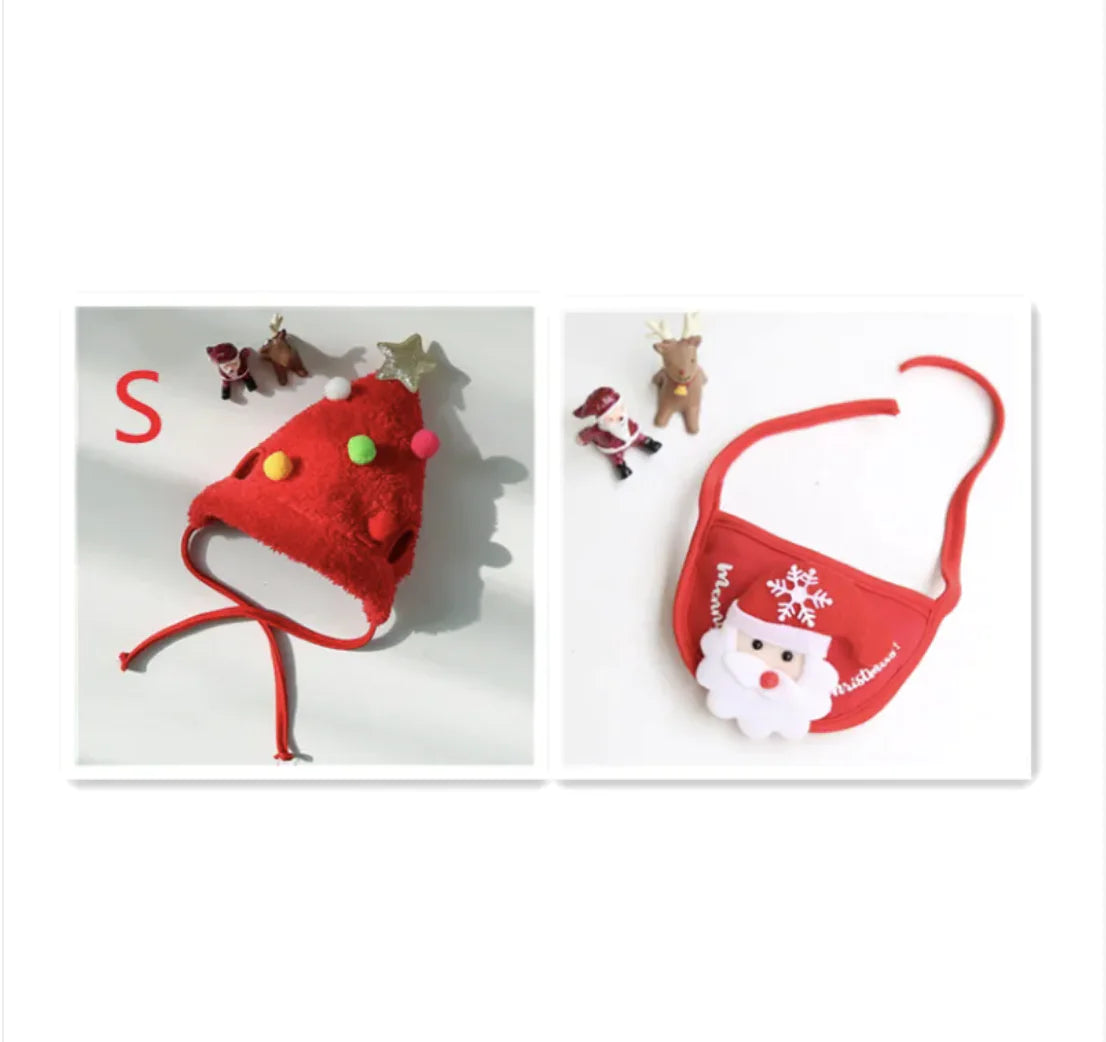 Pet Christmas Hat and Bib Set